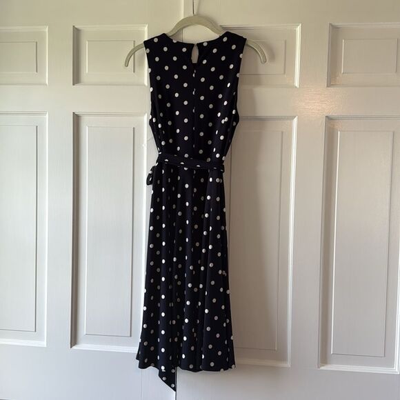 RALPH LAUREN BLUE WHITE PREPPY POLKA DOT STRETCH KNIT DRESS SIZE 6P SLEEVELESS - Picture 3 of 6